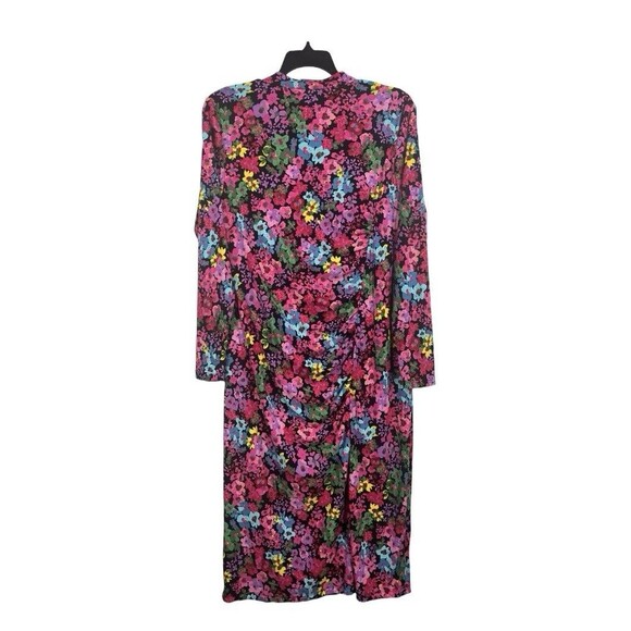 Future Collective Kahlana Floral Long Sleeve Mock Bodycon Dress 1X Ruched Midi - Picture 3 of 11